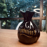 🙏🏼🙌🏻💰 Alcancía Bolsa de Dinero Negra – Cerámica Pintada a Mano con Versículo Bíblico
