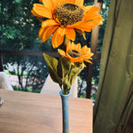 🌻💙 Matera Alta de Cerámica Azul + Plantas Artificiales 🌻💡