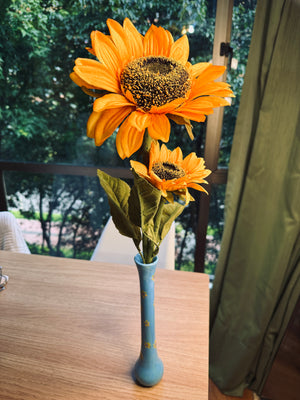 🌻💙 Matera Alta de Cerámica Azul + Plantas Artificiales 🌻💡